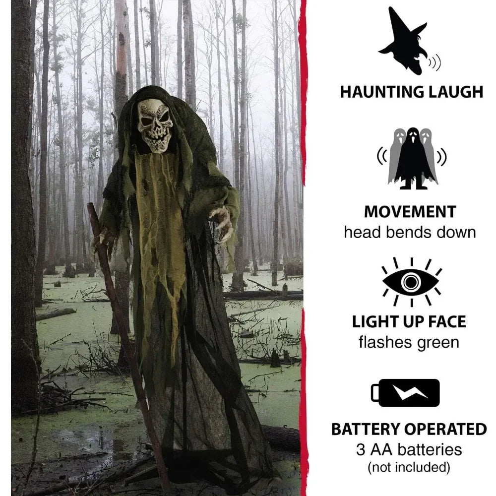 NNEOBA Skeleton Reaper Animatronic Halloween Decor with Lights & Sound