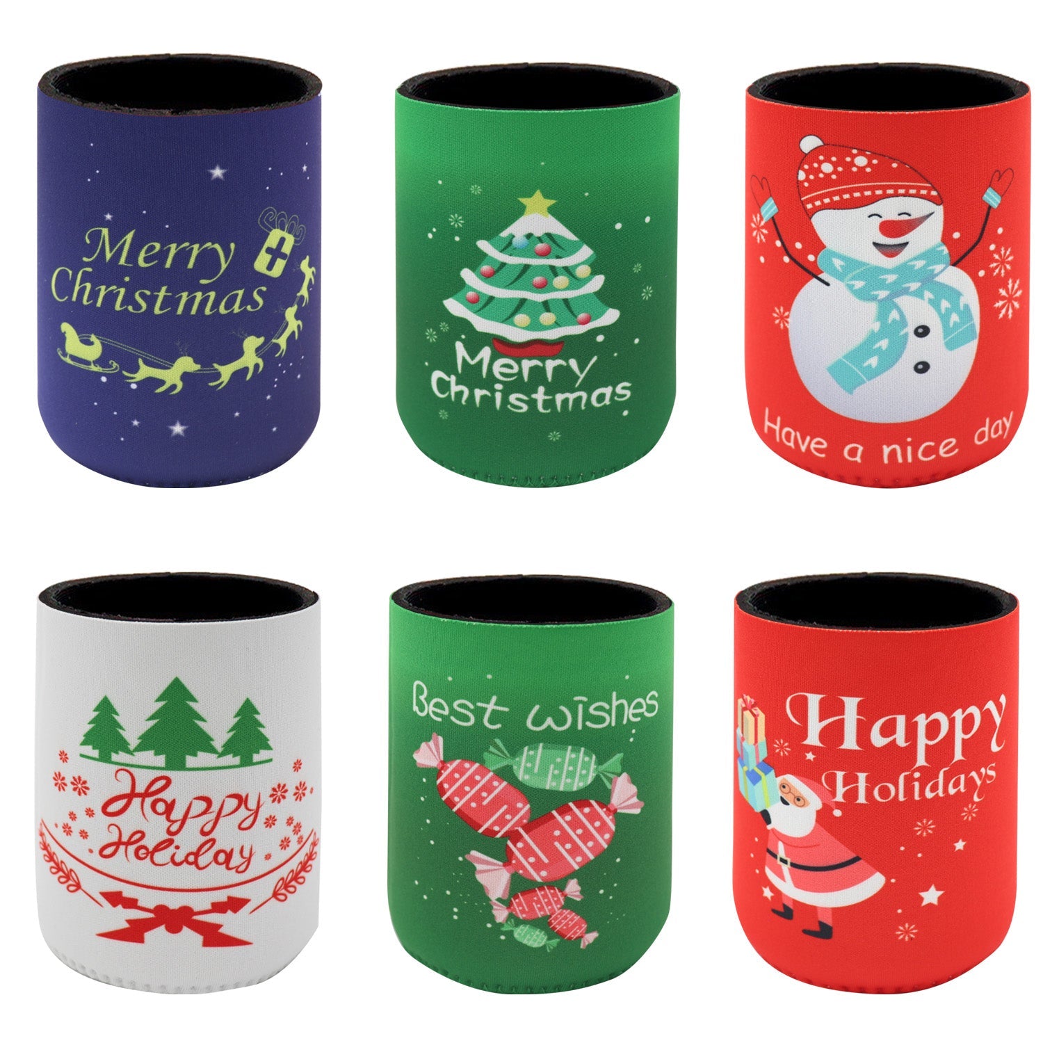 NNEDSZ 6x Christmas Stubby Stubbie Holders Beer Bottle Drink Can Cooler Santa Reindeer, D