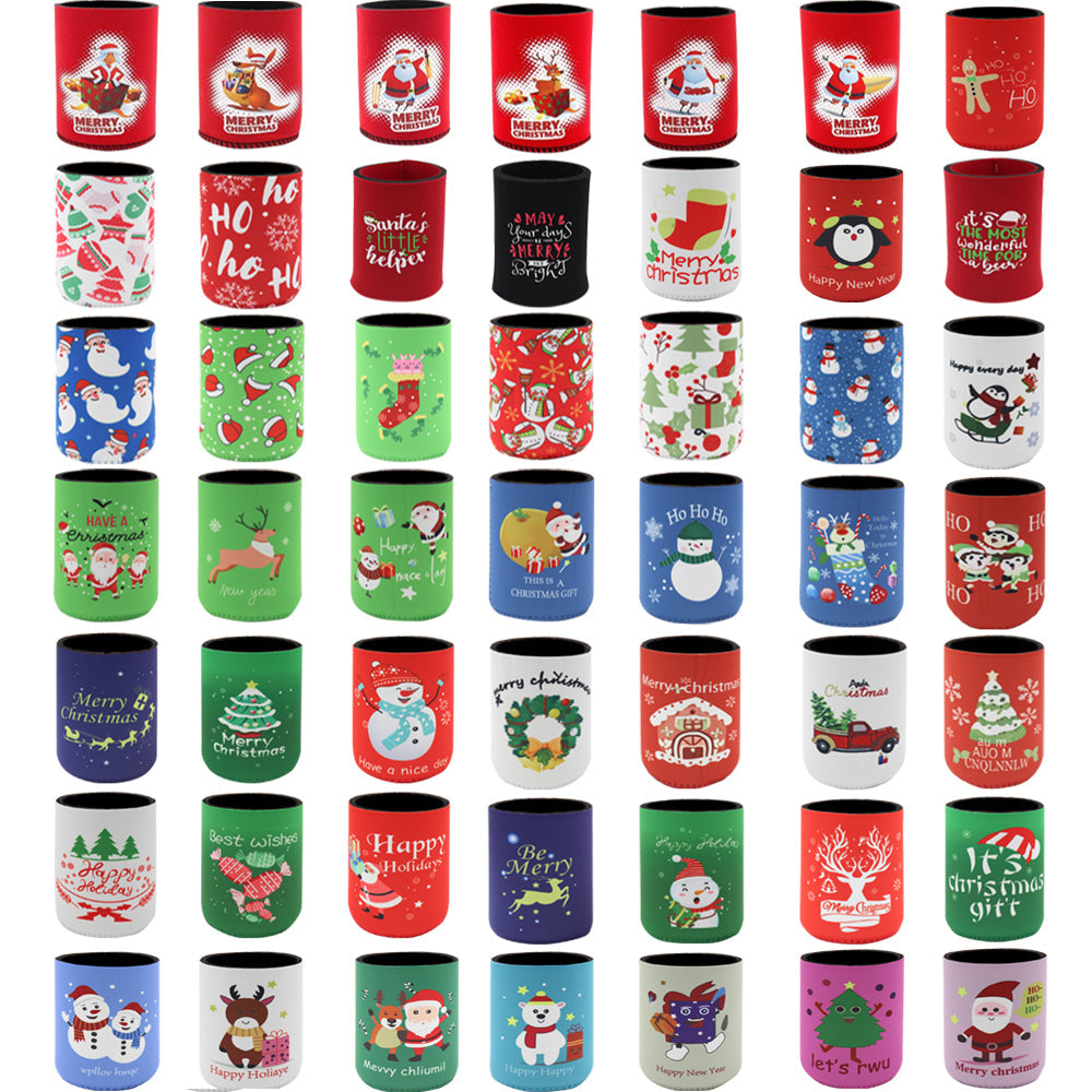 NNEDSZ 6x Christmas Stubby Stubbie Holders Beer Bottle Drink Can Cooler Santa Reindeer, D
